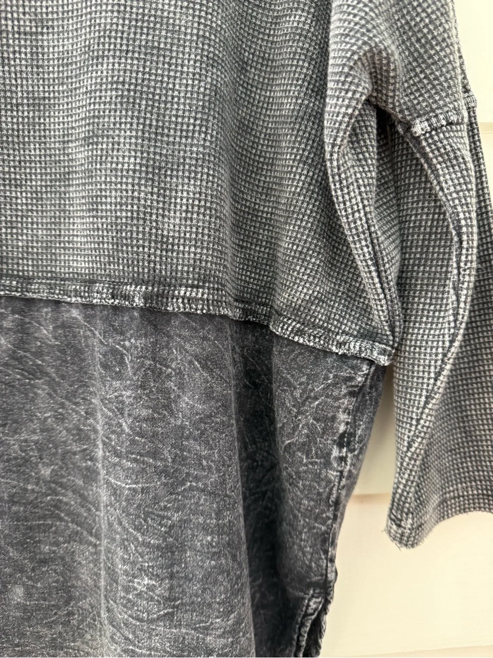 Free People | We The Free Waffle Knit Top Gray Acid Wash XS